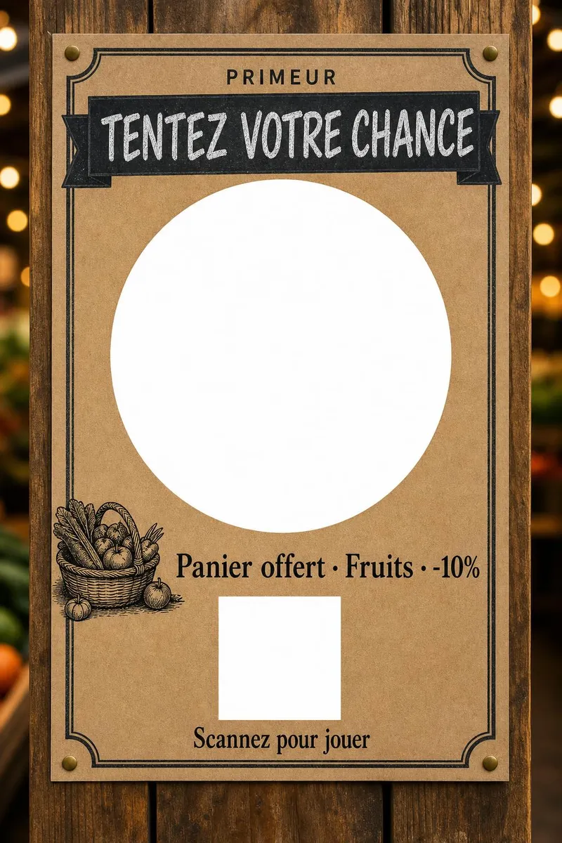 Affiche punaisée sur le panneau en bois d'un marché couvert