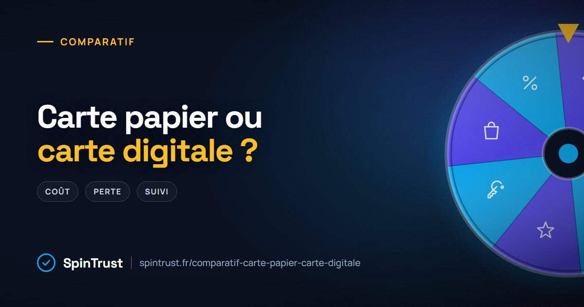 Carte SpinTrust : comparatif entre carte de fidélité papier et carte digitale.